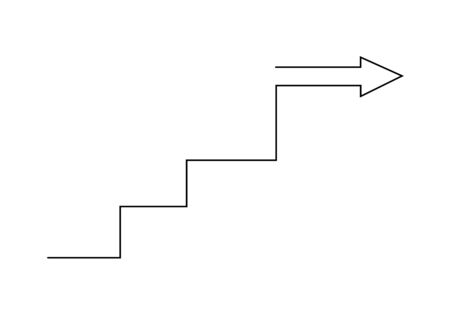 Continuous one line drawing of graph icon on white background sign growth. Abstract growing graph chart image with arrow up. Vector illustration for data analysis, chart, diagram, web, design elementのイラスト素材