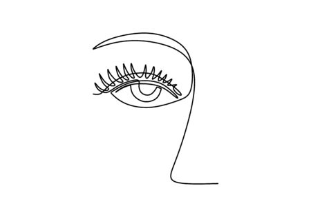One continuous line drawing of woman eye minimalistic linear sketch. Nature cosmetics. Keen eye with full of meaning. Expressing the true feelings honestly. Vector hand drawn illustration.のイラスト素材