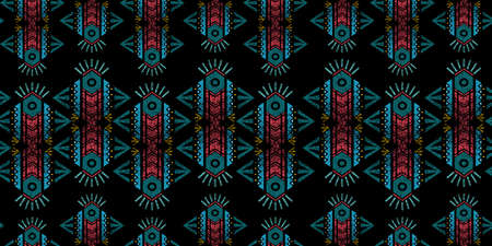 Seamless tribal pattern. Seamless tribal pattern with ethnic grunge isolated on black background.