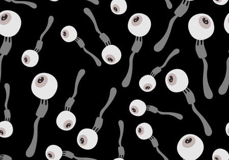 Halloween seamless pattern for kids. Hand drawn halloween pattern for children. Halloween pattern with cute and scary eyes isolated on black background.のイラスト素材