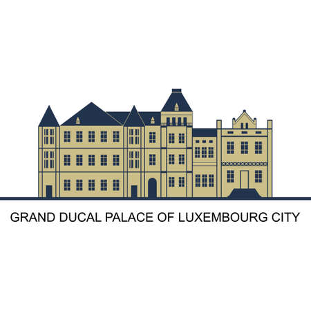 Facade of Grand Ducal Palace in Luxembourg City, Luxembourg. Majestical interior and splendid above stairs can be visited exclusively during summer. Tourism and vacation theme. World famous landmarkのイラスト素材