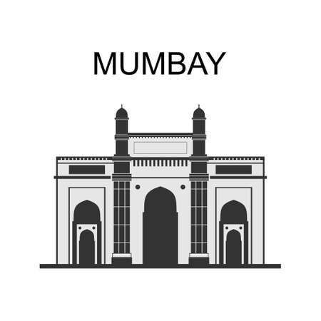 Mumbay skyline with panorama in white background. Cityscape panoramic of Mumbay, India. Business travel and tourism concept with modern buildings. The famous landmark. Vector illustrationのイラスト素材