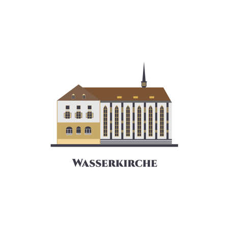 Wasserkirche or Water Church of Zurich, Switzerland. The amazing landmark for vacancy. The important place for the history of the city, and in the underground you can visit some of the oldest wallsのイラスト素材