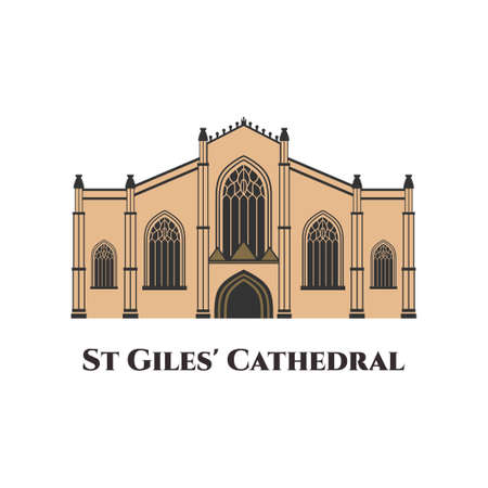 St. Giles Cathedral in Edinburgh flat vector design. The High Kirk of Edinburgh positioned at the heart of the Scottish capital. Great place to view some real history with amazing vaulted ceilingsのイラスト素材