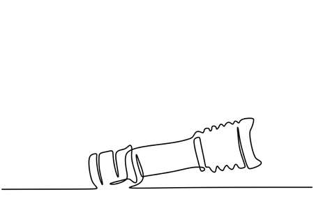 One line drawing of flashlight. Equipment for camping minimalist design. Pocket torch isolated on white background. Vector sketch illustrationのイラスト素材