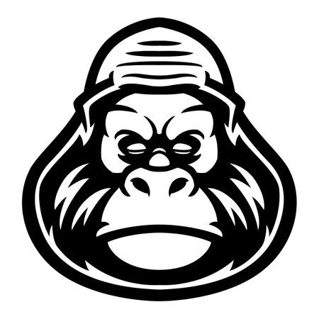 Gorilla logo design vector with modern illustration concept style for badge, emblem and t-shirt printing. Wild animals concept. Angry monkey gorilla illustration for sport and e-sport teamのイラスト素材