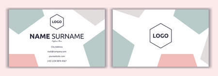 Pink business card template vector illustration. Fashion and beauty background. Flat simple design...