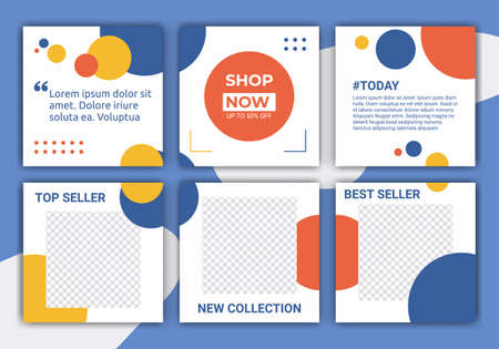 Set of social media post feed template designs. Summer clearance sale. Promotion fashion brand....