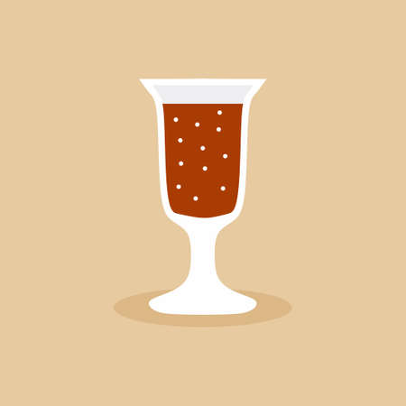 A cordial glass in trendy flat design. Cold alcohol beer for drinks at a party, reception or other gathering. Champagne, toast and celebration concept in cartoon style. Vector illustrationのイラスト素材