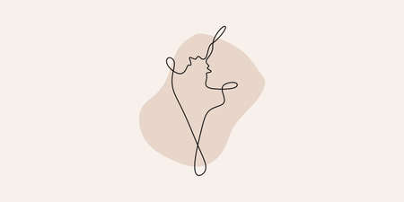 Loving couple is connected by one line. Symbol of love, family and unity. Minimalism style. Suitable for decoration, tattoos, albums, cards, wallpapers, banners, printing on t-shirts.