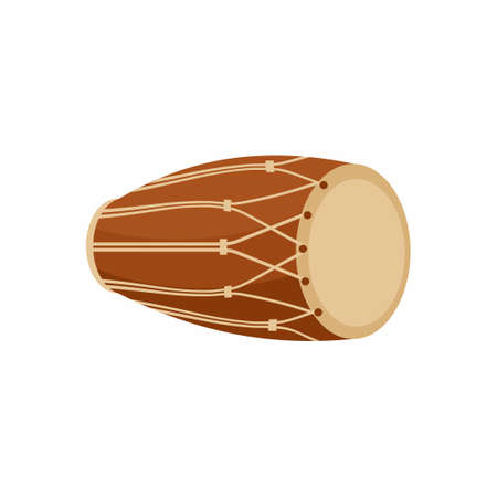 Traditional drums, also known as Kendang or Gendang. Drum used by peoples from Indonesian Archipelago. Indonesian percussion instrument isolated on white background. Cartoon flat vector illustrationのイラスト素材
