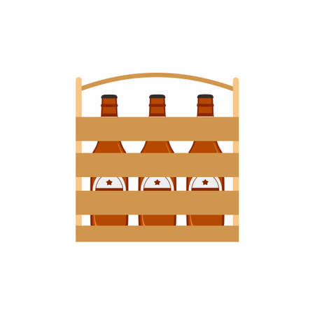 Picnic stuff with bottle champagne basket flat elementのイラスト素材