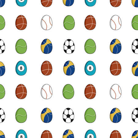 Happy Easter. Set of colorful easter egg. Different kinds of vector element for April holiday decor. Spring holiday concept isolated on white background. Easter egg with ball motifのイラスト素材