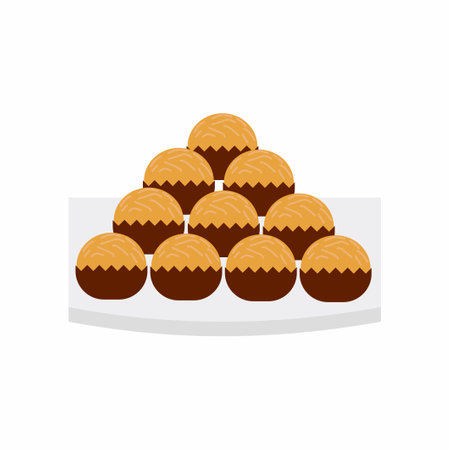 Cake for idul fitri isolated on white background. Sweet cake for islamic celebration with flat element style.のイラスト素材
