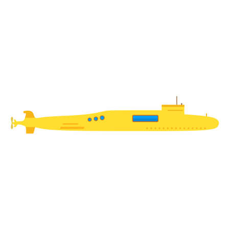 Yellow submarine in flat element style isolated on white background.のイラスト素材