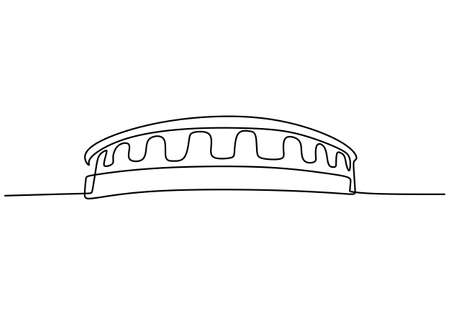 Continuous one line of football stadium. Football stadium in single line style isolated on white background.のイラスト素材