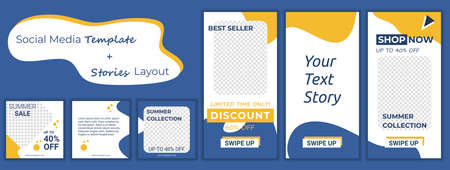 Set of Editable minimal square banner template. Colorful background color with stripe line shape. Suitable for social media post and web internet adsのイラスト素材