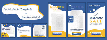 Set of Editable minimal square banner template. Colorful background color with stripe line shape....