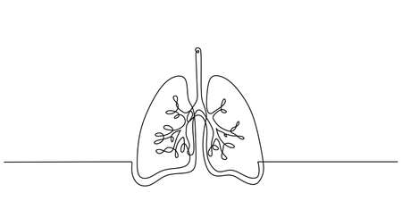 One continuous line of lungs isolated on white background.のイラスト素材