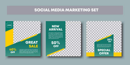 Set of editable post template social media banners for digital marketing. Promotion brand fashion. Suitable for social media post and web/internet ads. Vector illustration with stripe line shapeのイラスト素材