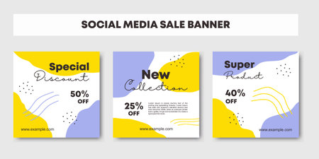 Set of abstract unique editable modern social media banner template. Fashion sale, baby shop or other online shop. Colorful background layout for promotion. Vector illustration for businessのイラスト素材