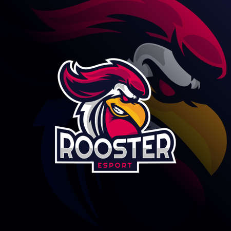 Rooster logo mascot for esport gaming. elegant drawing art rooster, chicken head logo designの素材 [FY310173544359]