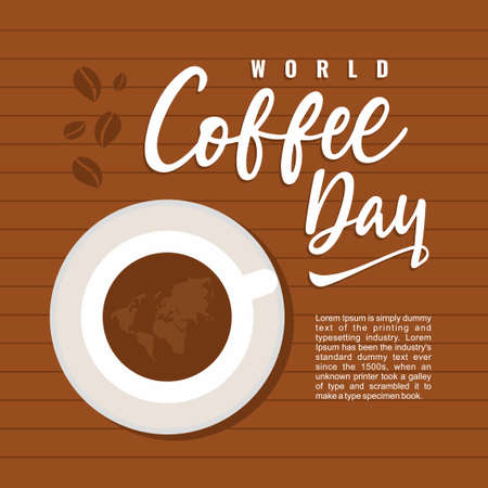 International coffee day banner, vector graphic illustration with creative decoration.のイラスト素材
