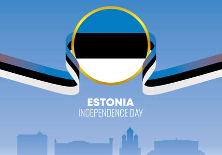 Estonia independence day background banner poster for national celebration on February 24 th.のイラスト素材