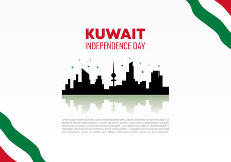 Kuwait independence day background banner poster for national celebration on February 25 th.のイラスト素材