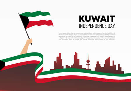 Kuwait independence day background banner poster for national celebration on February 25 th.のイラスト素材