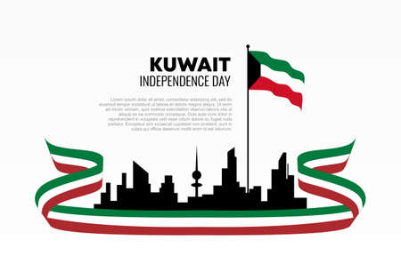 Kuwait independence day background banner poster for national celebration on February 25 th.のイラスト素材