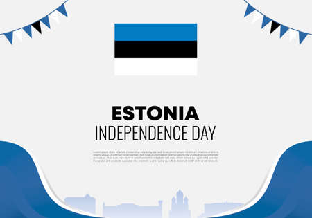 Estonia independence day background banner poster for national celebration on February 24 th.のイラスト素材