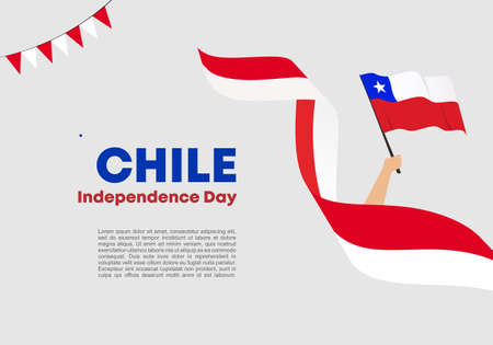 Chile independence day background banner poster for national celebration on September 18 th.のイラスト素材