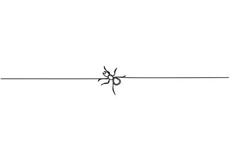 Continuous one line of little ant isolated on white background.のイラスト素材