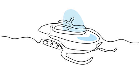 Continuous one line of snowmobile snow bike isolated on white background.のイラスト素材