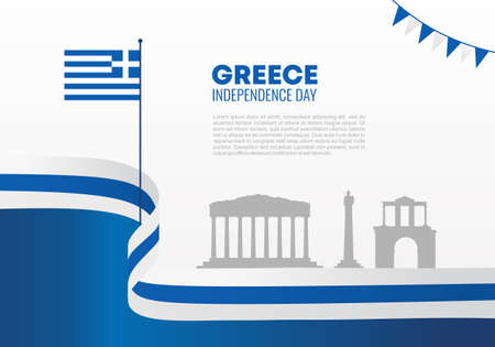 Greece independence day background banner poster for national celebration on March 25.のイラスト素材