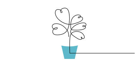 Continuous one single line of hoya plant isolated on white background.のイラスト素材