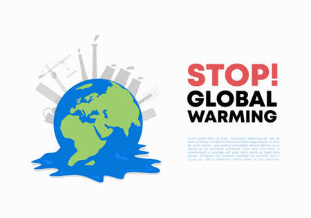 Stop global warming background banner poster for green earth climate changeのイラスト素材