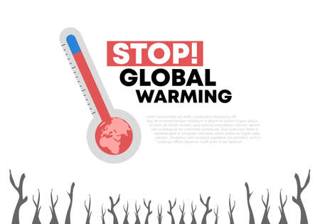 Stop global warming background banner poster for green earth climate changeのイラスト素材
