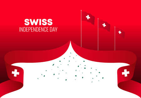 Swiss independence day background banner poster for national celebration on august 1st.のイラスト素材