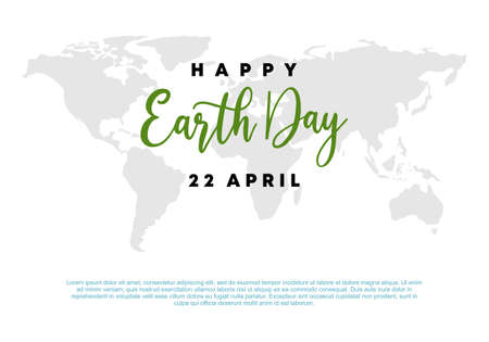 Earth day background banner poster with world map on white background.のイラスト素材