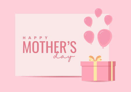 Happy mother day background with gift, balloon and pink color.のイラスト素材