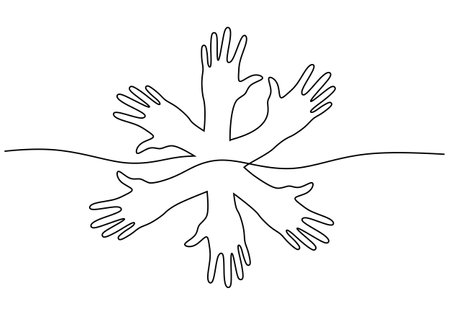 One continuous single line of hand ovation peace isolated on white background.のイラスト素材