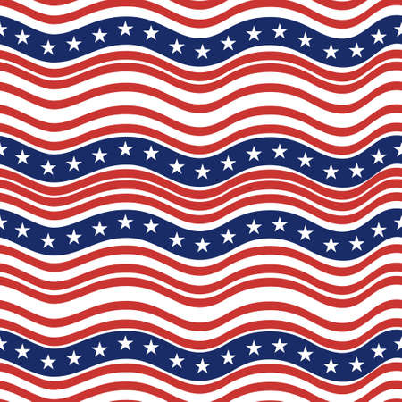 Seamless pattern of american independence day background with united states flag in wavy style.のイラスト素材