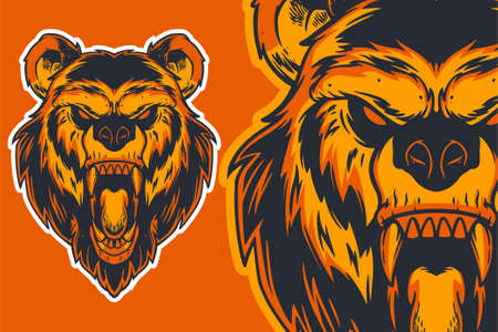 brown bear head mascot vector illustration cartoon styleのイラスト素材