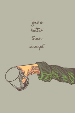 hand holding cup motivation concept vector illustrationのイラスト素材