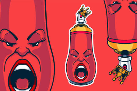 spray can graffiti mascot vector illustrationのイラスト素材