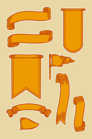 ribbon banner set vector illustrationのイラスト素材