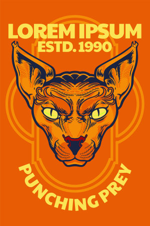 spinx cat head mascot poster vector illustration cartoon styleのイラスト素材