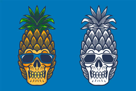 pineapple skull head vector illustrationのイラスト素材